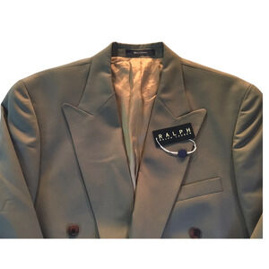 Ralph Lauren Size 46T Suit Coat Double Breasted Olive-Grey NWT *AS IS*